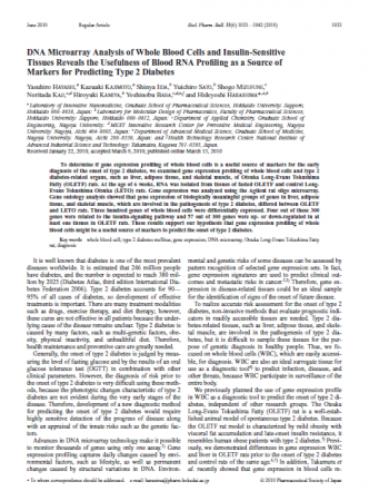 "DNA Microarray Analysis of Whole Blood Cells and Insulin-Sensitive"